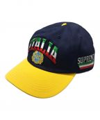 SUPREMEシュプリーム）の古着「24SS ITALIA 6-PANEL CAP イタリア6パネルキャップ」｜ネイビー×イエロー