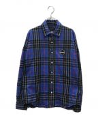 F.C.R.B.エフシーアールビー）の古着「ARCH STAR APPLIQUE FLANNEL CHECK SHIRT」｜ブルー