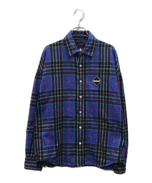 F.C.R.B.（エフシーアールビー）F.C.R.B. (エフシーアールビー) ARCH STAR APPLIQUE FLANNEL CHECK SHIRT ブルー サイズ:Ｓの古着・服飾アイテム