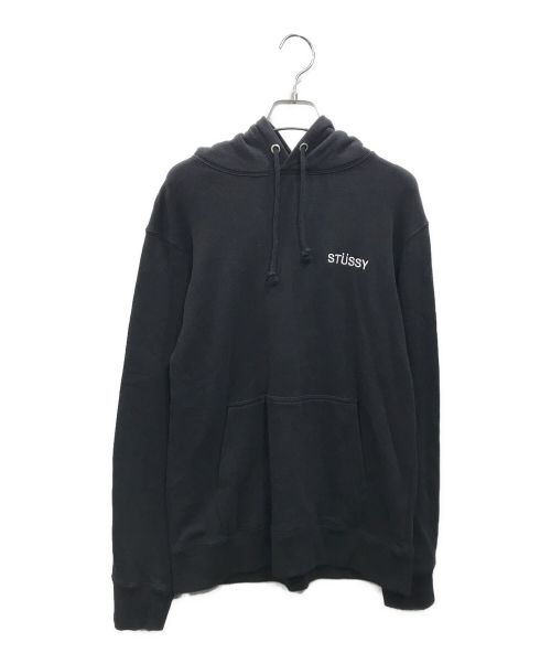 stussy（ステューシー）stussy (ステューシー) ロゴ刺繍ジップパーカー ブラック サイズ:Mの古着・服飾アイテム