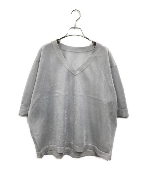 CLANE（クラネ）CLANE (クラネ) SHEER V NECK KNIT TOPS シルバー サイズ:1の古着・服飾アイテム