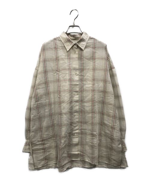 Spick and Span（スピックアンドスパン）Spick and Span (スピックアンドスパン) シアーチェック2WAYシャツ ベージュ サイズ:Fの古着・服飾アイテム