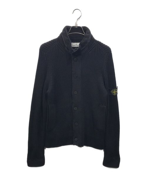 STONE ISLAND（ストーンアイランド）STONE ISLAND (ストーンアイランド) ウール リブ編み カーディガン ブラック サイズ:Lの古着・服飾アイテム