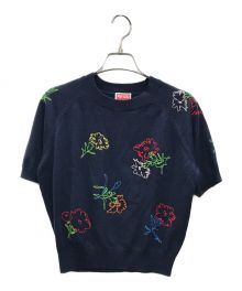 KENZO（ケンゾー）の古着「Drawn Flowers エンブロイダリー ジャンパー」｜ネイビー