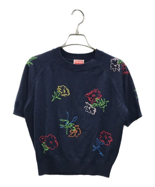 KENZO（ケンゾー）KENZO (ケンゾー) Drawn Flowers エンブロイダリー ジャンパー ネイビー サイズ:Sの古着・服飾アイテム