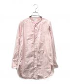 MADISON BLUEマディソンブルー）の古着「NO COLLAR LONG SH OX STRIPE」｜ピンク