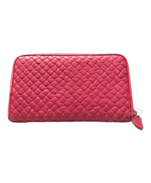 BOTTEGA VENETA（ボッテガベネタ）BOTTEGA VENETA (ボッテガベネタ) キルティングラウンドファスナーウォレット ショッキングピンクの古着・服飾アイテム