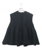 ELLAエラ）の古着「doby cloth frill vest」｜ブラック