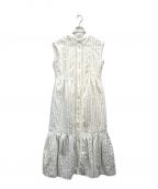 HER LIP TOハーリップトゥ）の古着「Lace Trimming Stripe Shirt Dress」｜ホワイト