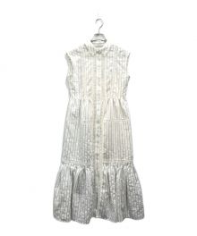 HER LIP TO（ハーリップトゥ）の古着「Lace Trimming Stripe Shirt Dress」｜ホワイト