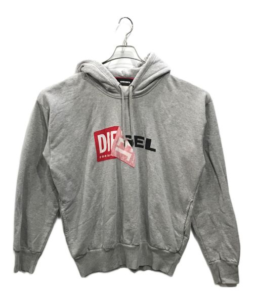 DIESEL（ディーゼル）DIESEL (ディーゼル) ラベルロゴパーカー グレー サイズ:Mの古着・服飾アイテム