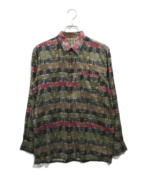 missoni（ミッソーニ）MISSONI (ミッソーニ) 総柄シャツ ブラウン サイズ:46の古着・服飾アイテム