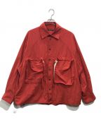 My Beautiful Landletマイビューティフルランドレット）の古着「NYLON TAFFETA BIG RAGLAN SHIRT」｜レッド