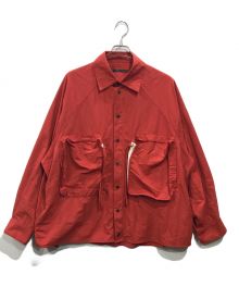 My Beautiful Landlet（マイビューティフルランドレット）の古着「NYLON TAFFETA BIG RAGLAN SHIRT」｜レッド