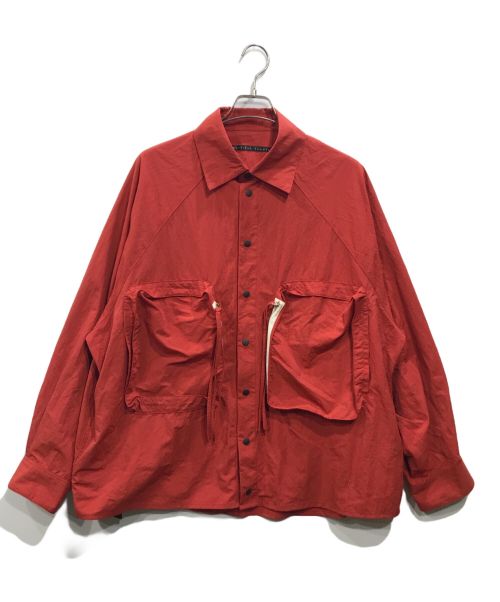 My Beautiful Landlet（マイビューティフルランドレット）My Beautiful Landlet (マイビューティフルランドレット) NYLON TAFFETA BIG RAGLAN SHIRT レッドの古着・服飾アイテム