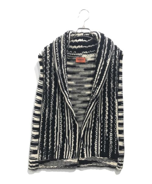 missoni（ミッソーニ）MISSONI (ミッソーニ) ショールカラーニットベスト ブラック×ホワイト サイズ:Sの古着・服飾アイテム