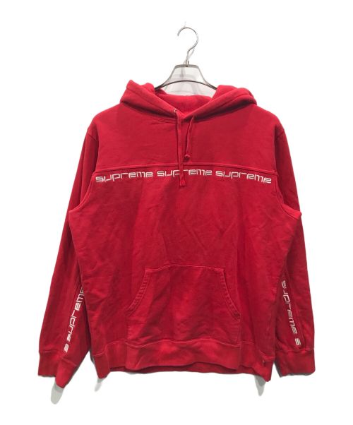 SUPREME（シュプリーム）SUPREME (シュプリーム) Text stripe hooded sweatshirt レッド サイズ:Lの古着・服飾アイテム