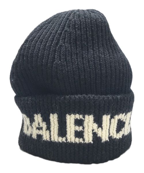 BALENCIAGA（バレンシアガ）BALENCIAGA (バレンシアガ) Black Logo Jacquard Beanie ブラックの古着・服飾アイテム