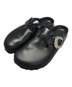 BIRKENSTOCK×Manolo Blahnikビルケンシュトック×マノロブラニク）の古着「Boston crystal buckle black slides」｜ブラック