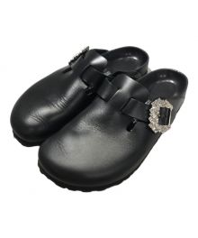 BIRKENSTOCK×Manolo Blahnik（ビルケンシュトック×マノロブラニク）の古着「Boston crystal buckle black slides」｜ブラック