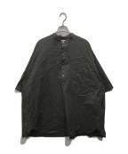 Graphpaperグラフペーパー）の古着「STRETCH TYPEWRITER STAND COLLAR SHORT YOKE SLEEVE SHIRT」｜グレー