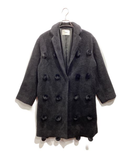 furfur（ファーファー）FURFUR (ファーファー) ポンポンコート ブラック サイズ:ONEの古着・服飾アイテム