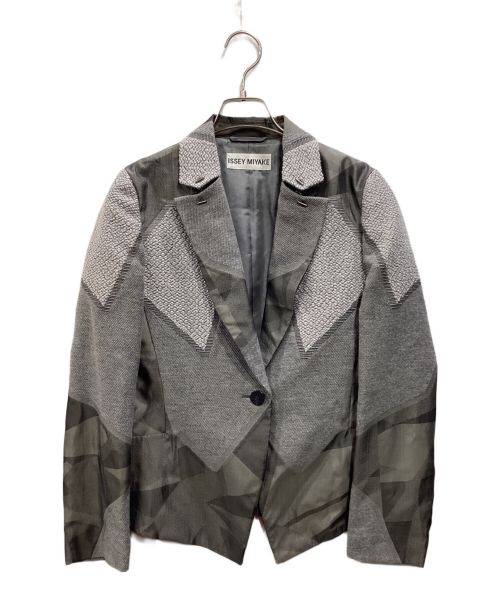 ISSEY MIYAKE（イッセイミヤケ）ISSEY MIYAKE (イッセイミヤケ) 幾何学織り1Bジャケット グレー サイズ:2の古着・服飾アイテム