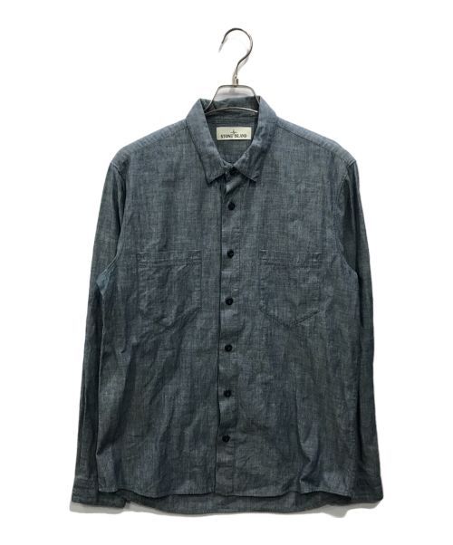 STONE ISLAND（ストーンアイランド）STONE ISLAND (ストーンアイランド) Cotton Denim Chambray Shirt(コットンデニムシャンブレーシャツ) ブルー サイズ:Lの古着・服飾アイテム