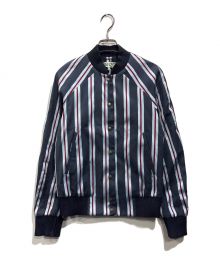 KENZO（ケンゾー）の古着「Striped Cotton-blend Bomber Jacket」｜ブルー