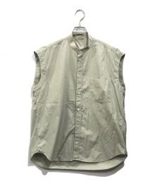 AURALEE（オーラリー）の古着「WASHED FINX TWILL SLEEVELESS SHIRT」｜グリーン