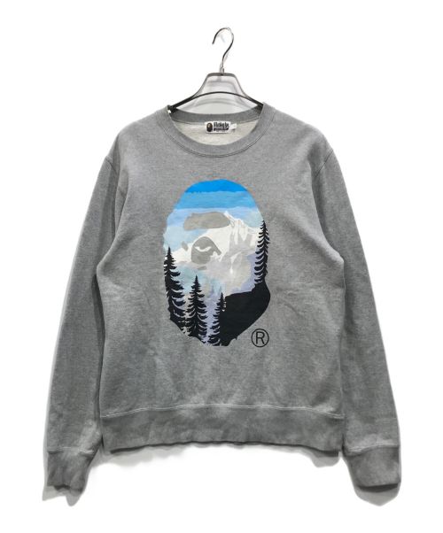 A BATHING APE（アベイシングエイプ）A BATHING APE (アベイシングエイプ) A CAMPING APE APE HEAD CREWNECK グレー サイズ:Lの古着・服飾アイテム