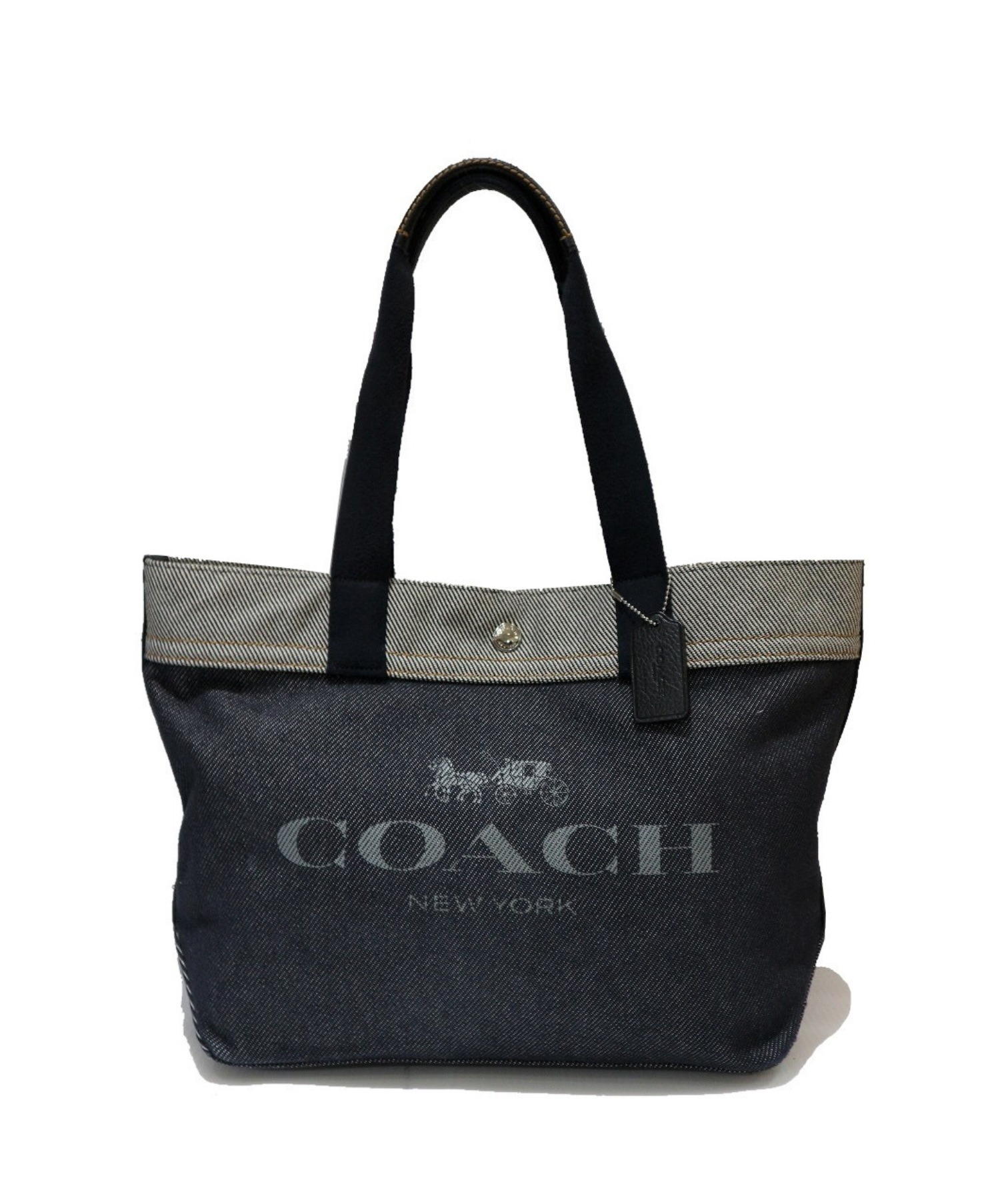 新品 未使用 COACH コーチ デニム キャップ チョーク 白 バッグ+