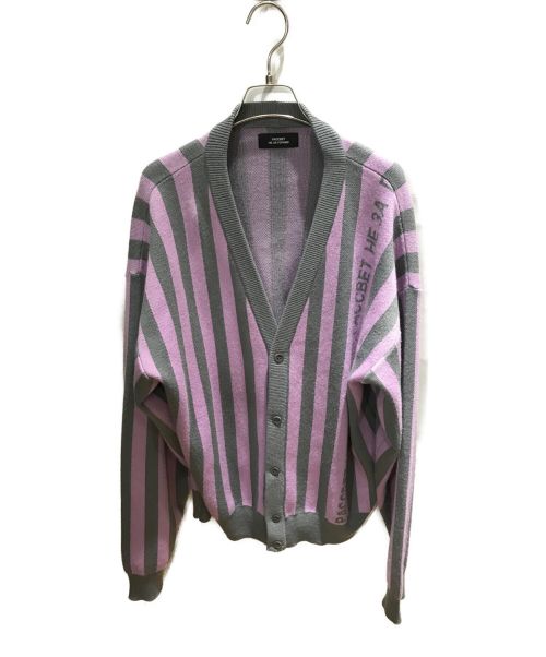 PACCBET（ラスベート）PACCBET (ラスベート) Vertical Striped Cardigan Purple パープル サイズ:Ｌの古着・服飾アイテム