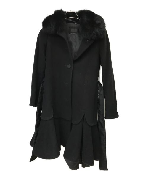 TO BE CHIC（トゥービーシック）TO BE CHIC (トゥービーチック) ブルーフォックスファー ウールコート ブラック サイズ:40の古着・服飾アイテム