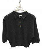 6(ROKU) BEAUTY&YOUTHロク ビューティーアンドユース）の古着「メッシュニットポロシャツ」｜ブラック