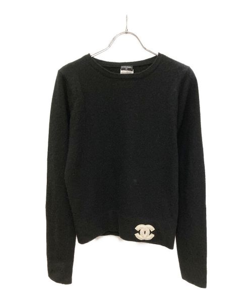 CHANEL（シャネル）CHANEL (シャネル) カシミヤココマークニットワッペンセーター ブラック サイズ:38の古着・服飾アイテム