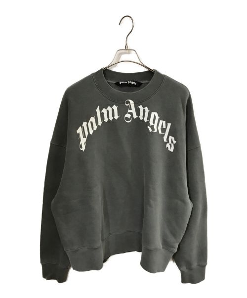 Palm Angels（パーム エンジェルス）Palm Angels (パーム エンジェルス) CURVED LOGO SWEATSHIRT グレー サイズ:Mの古着・服飾アイテム