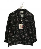 CALEEキャリー）の古着「ALLOVER PATTERN L/S SHIRT」｜ブラック