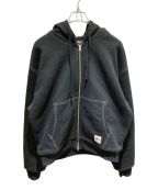 stussyステューシー）の古着「DOUBLE FACE LABEL ZIP HOODIE BLACK」｜ブラック