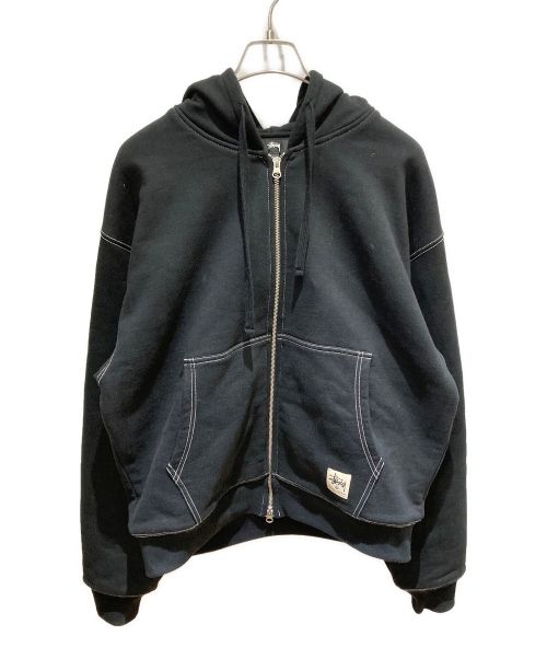 stussy（ステューシー）stussy (ステューシー) DOUBLE FACE LABEL ZIP HOODIE BLACK ブラック サイズ:Lの古着・服飾アイテム