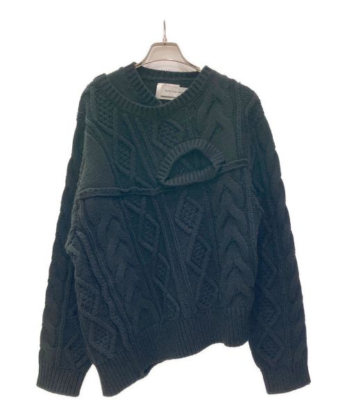 FenG CHen WANG（フェンチェンワン）FenG CHen WANG (フェンチェンワン) DOUBLE-COLLAR CABLE KNIT JUMPER ブラック サイズ:Mの古着・服飾アイテム