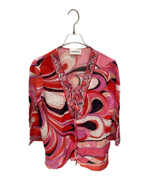 Emilio Pucci（エミリオ プッチ）Emilio Pucci (エミリオ プッチ) シアーブラウス レッド サイズ:42の古着・服飾アイテム