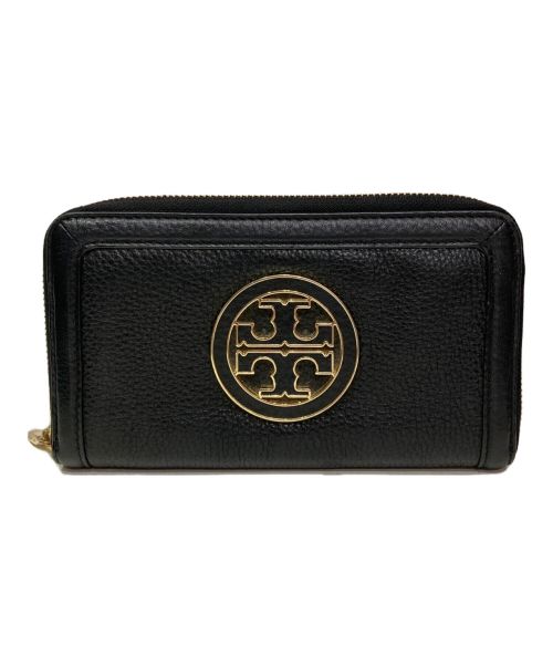 TORY BURCH（トリーバーチ）TORY BURCH (トリーバーチ) ラウンドジップウォレット ブラック×ゴールドの古着・服飾アイテム