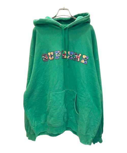 SUPREME（シュプリーム）SUPREME (シュプリーム) collegiate patchwork leather hooded sweatshirt グリーン サイズ:XXLの古着・服飾アイテム