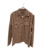 Needlesニードルズ）の古着「Cut-off Bottom Classic Shirt-R/C Sateen」｜ブラウン