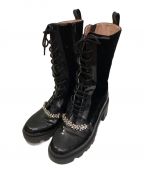 HER LIP TOハーリップトゥ）の古着「herlipto Crystal Lace-Up Ankle Boots」｜ブラック