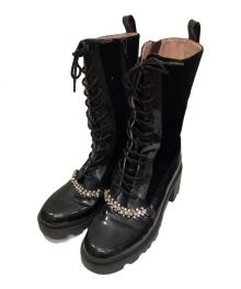 HER LIP TO（ハーリップトゥ）の古着「herlipto Crystal Lace-Up Ankle Boots」｜ブラック