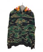 A BATHING APEアベイシングエイプ）の古着「Tiger Camo Shark Full Zip hoodie」｜グリーン