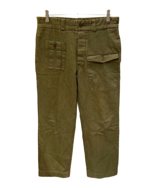 HOUSTON（ヒューストン）HOUSTON (ヒューストン) GREEN DENIM UK TROUSER PANTS カーキ サイズ:W32の古着・服飾アイテム