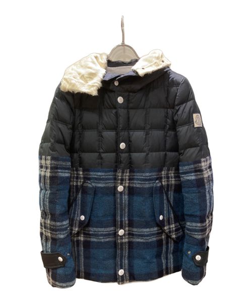 MONCLER GAMME BLEU（モンクレール ガム ブルー）MONCLER GAMME BLEU (モンクレール ガム ブルー) ウール切替ダウンジャケット ネイビーの古着・服飾アイテム